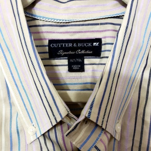 Cutter & Buck Men's Striped Multicolor Button-down Size XLT - Picture 4 of 4